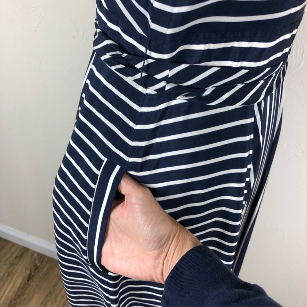J. Crew Collection Navy and White Striped Midi Dress - Picture 10 of 15